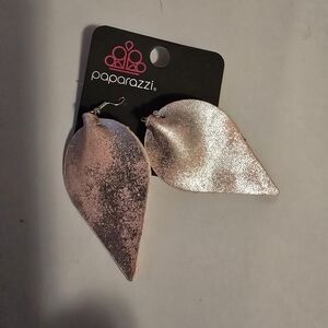Paparazzi Blush Pink Metallic Leaf Drop Earrings